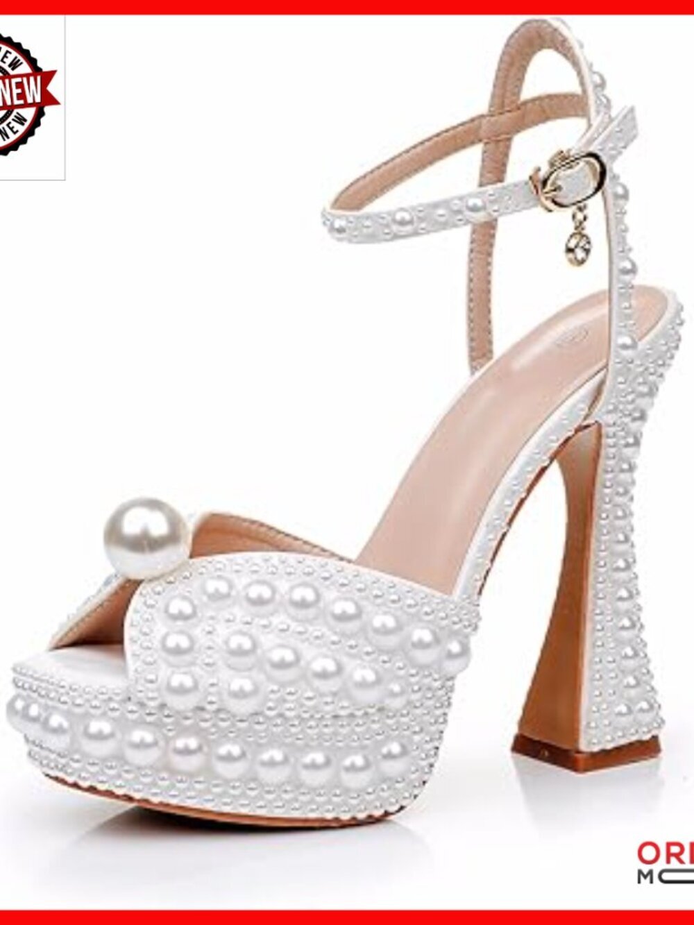 13cm Block Heel Platform Pumps with Pearls and Lace for Wedding Party